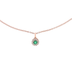 Colier din aur roz cu pietre Diamant, Smarald