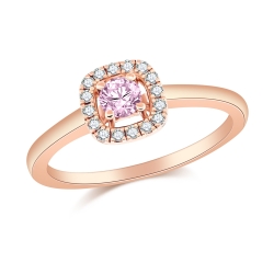 Inel din aur roz cu pietre Diamant, Safir roz