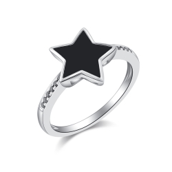 Inel din aur alb cu pietre Diamant negru, Finift