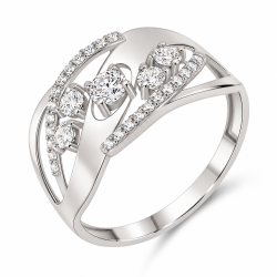 Inel din aur alb cu Cubic Zirconia Incolor