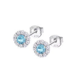 Cercei din argint  cu pietre Cubic Zirconia Incolor, Cubic Zirconia Albastru