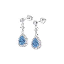 Cercei din argint  cu pietre Cubic Zirconia Incolor, Cubic Zirconia Albastru