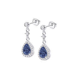 Cercei din argint  cu pietre Cubic Zirconia Incolor, Cubic Zirconia Albastru