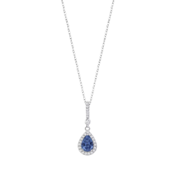 Colier din argint  cu pietre Cubic Zirconia Incolor, Cubic Zirconia Albastru