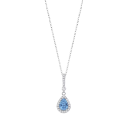 Colier din argint  cu pietre Cubic Zirconia Incolor, Cubic Zirconia Albastru