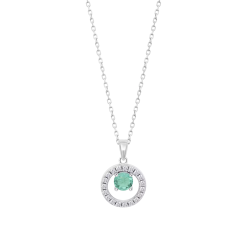 Colier din argint  cu pietre Cubic Zirconia Incolor, Cubic Zirconia Verde