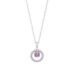 Colier din argint  cu pietre Cubic Zirconia Incolor, Cubic Zirconia Roz