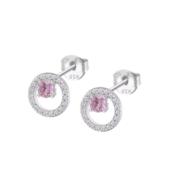 Cercei din argint  cu pietre Cubic Zirconia Incolor, Cubic Zirconia Roz
