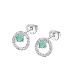 Cercei din argint  cu pietre Cubic Zirconia Incolor, Cubic Zirconia Verde