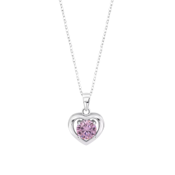 Colier din argint  cu pietre Cubic Zirconia Roz