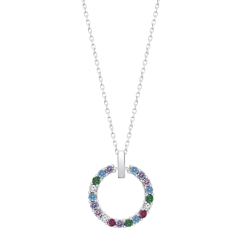 Colier din argint  cu pietre Cubic Zirconia Multicoloră