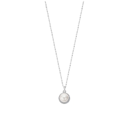 Colier din argint cu Cubic Zirconia Incolor, Perla Albă