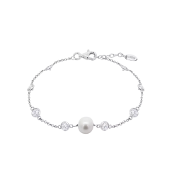 Brățară din argint  cu pietre Cubic Zirconia Incolor, Perla Albă