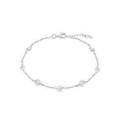 Brățară din argint  cu pietre Cubic Zirconia Incolor, Perla Albă
