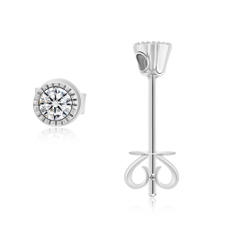 Cercei Pusete din aur alb cu pietre Diamant