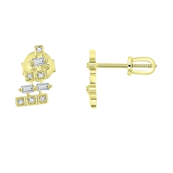 Cercei Pusete din aur galben cu pietre Diamant