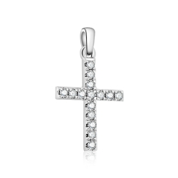 Pandantiv din aur alb cu pietre Diamant