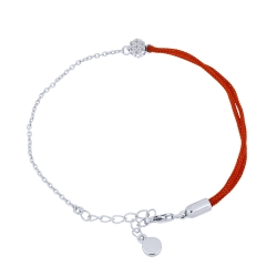 Brățară din argint  cu pietre Cubic Zirconia Incolor, Textil