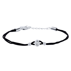 Brățară din argint  cu pietre Cubic Zirconia Incolor, Textil