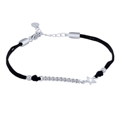 Brățară din argint  cu pietre Cubic Zirconia Incolor, Textil