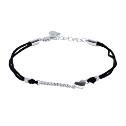 Brățară din argint  cu pietre Cubic Zirconia Incolor, Textil