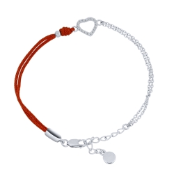 Brățară din argint  cu pietre Cubic Zirconia Incolor, Textil