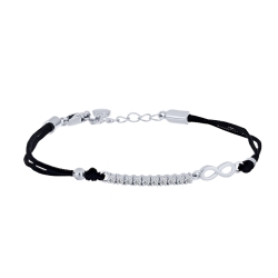 Brățară din argint  cu pietre Cubic Zirconia Incolor, Textil