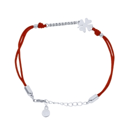 Brățară din argint  cu pietre Cubic Zirconia Incolor, Textil