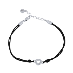 Brățară din argint  cu pietre Cubic Zirconia Incolor, Textil