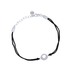 Brățară din argint  cu pietre Cubic Zirconia Incolor, Textil