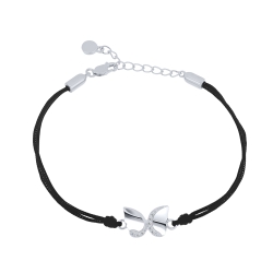 Brățară din argint  cu pietre Cubic Zirconia Incolor, Textil