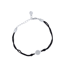 Brățară din argint  cu pietre Cubic Zirconia Incolor, Textil