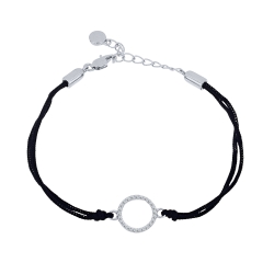 Brățară din argint  cu pietre Cubic Zirconia Incolor, Textil
