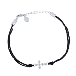Brățară din argint  cu pietre Cubic Zirconia Incolor, Textil