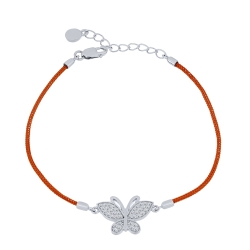 Brățară din argint  cu pietre Cubic Zirconia Incolor, Textil