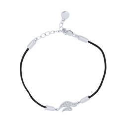 Brățară din argint  cu pietre Cubic Zirconia Incolor, Textil