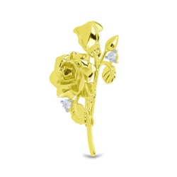 Broșă din aur galben cu pietre Cubic Zirconia Incolor