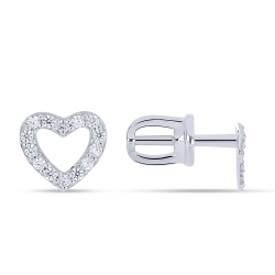 Cercei Pusete din aur alb cu pietre Cubic Zirconia Incolor