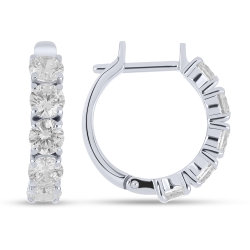 Cercei Creole din aur alb cu pietre Cubic Zirconia Incolor