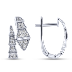Cercei din aur alb cu pietre Cubic Zirconia Incolor