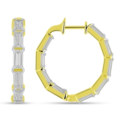 Cercei Creole din aur galben cu pietre Cubic Zirconia Incolor