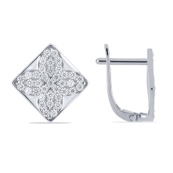 Cercei din aur alb cu pietre Cubic Zirconia Incolor