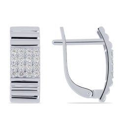 Cercei din aur alb cu pietre Cubic Zirconia Incolor