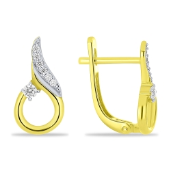 Cercei din aur galben cu pietre Cubic Zirconia Incolor