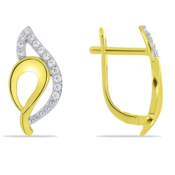 Cercei din aur galben cu pietre Cubic Zirconia Incolor