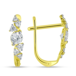 Cercei din aur galben cu pietre Cubic Zirconia Incolor
