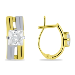 Cercei din aur galben cu pietre Cubic Zirconia Incolor