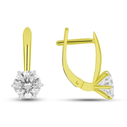 Cercei din aur galben cu pietre Cubic Zirconia Incolor