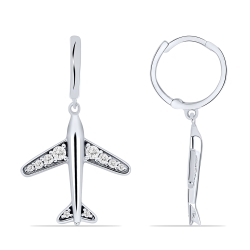 Cercei Creole din argint  cu pietre Cubic Zirconia Incolor