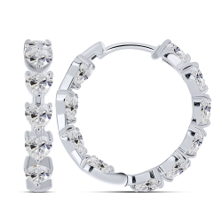 Cercei Creole din argint  cu pietre Cubic Zirconia Incolor